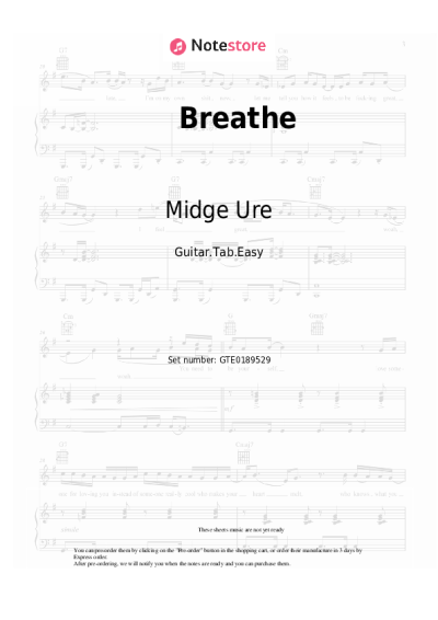 Sheet music, chords Midge Ure - Breathe
