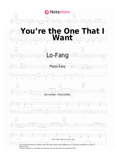 Sheet music, chords Lo-Fang - You’re the One That I Want