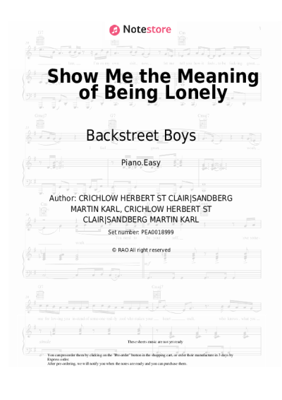 Sheet music, chords Backstreet Boys - Show Me the Meaning of Being Lonely