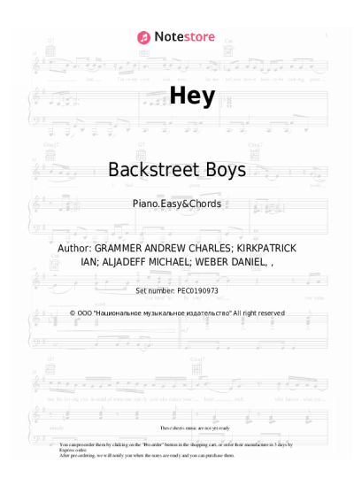 Sheet music, chords Backstreet Boys - Hey