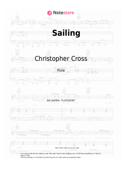 Sheet music, chords Christopher Cross - Sailing