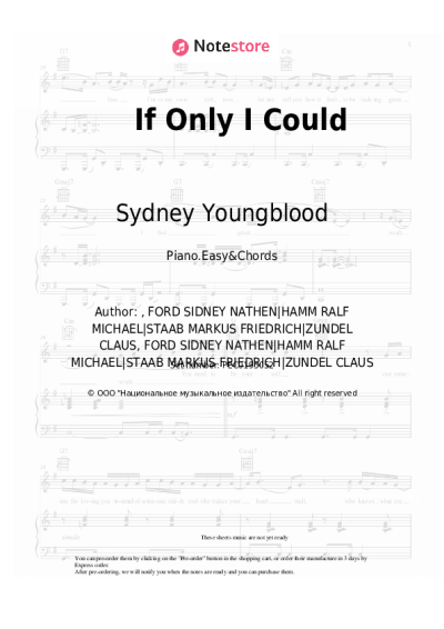 Sheet music, chords Sydney Youngblood -  If Only I Could