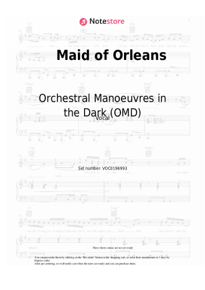 Sheet music, chords Orchestral Manoeuvres in the Dark (OMD) - Maid of Orleans