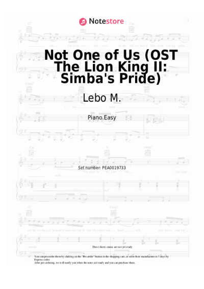 undefined Lebo M. - Not One of Us (OST The Lion King II: Simba's Pride)