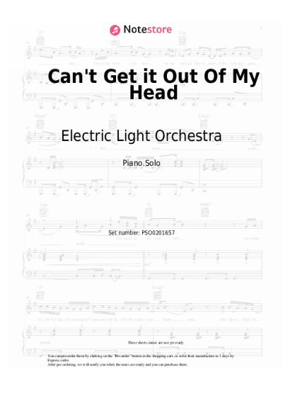 Sheet music, chords Electric Light Orchestra - Can't Get it Out Of My Head