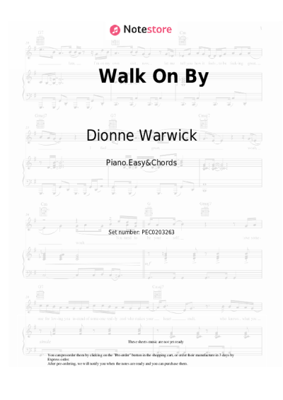Sheet music, chords Dionne Warwick - Walk On By