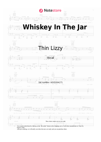 Sheet music, chords Thin Lizzy - Whiskey In The Jar