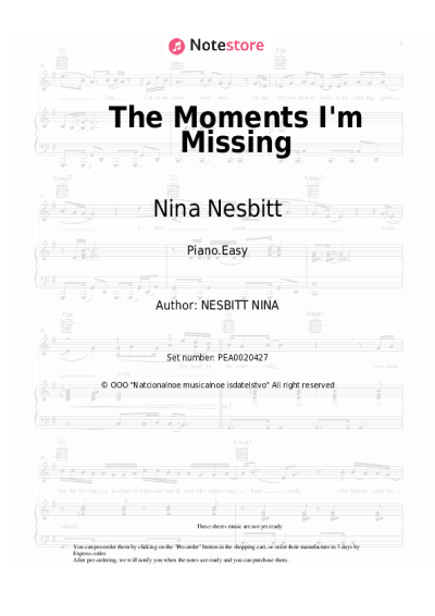 Sheet music, chords Nina Nesbitt, Goody Grace - The Moments I'm Missing