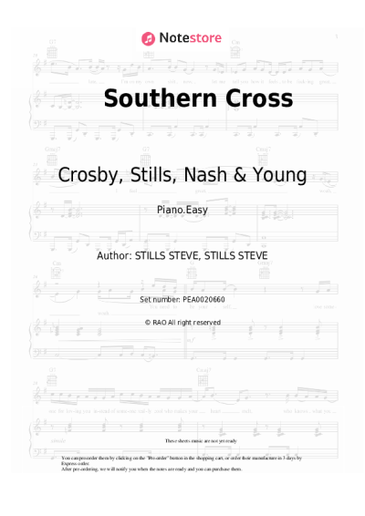 Sheet music, chords Crosby, Stills, Nash & Young - Southern Cross