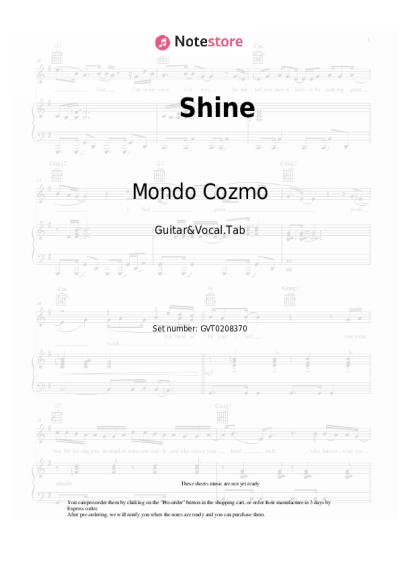 Sheet music, chords Mondo Cozmo - Shine