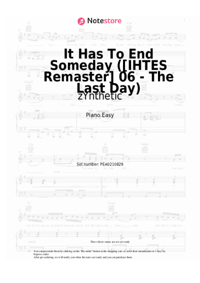 Sheet music, chords zYnthetic - It Has To End Someday ([IHTES Remaster] 06 - The Last Day)