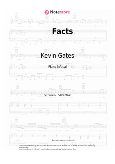 Sheet music, chords Kevin Gates - Facts