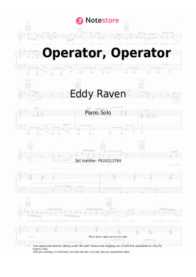 Sheet music, chords Eddy Raven - Operator, Operator