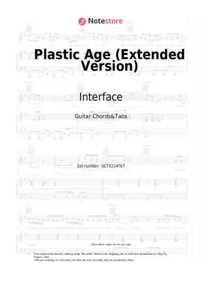 Sheet music, chords Interface - Plastic Age (Extended Version)