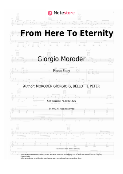 Sheet music, chords Giorgio Moroder - From Here To Eternity