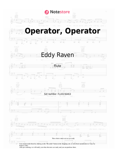 Sheet music, chords Eddy Raven - Operator, Operator