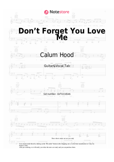 Sheet music, chords Calum Hood - Don’t Forget You Love Me