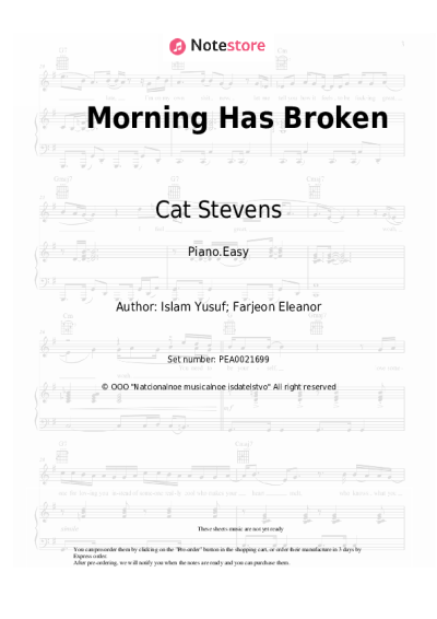 Sheet music, chords Cat Stevens - Morning Has Broken