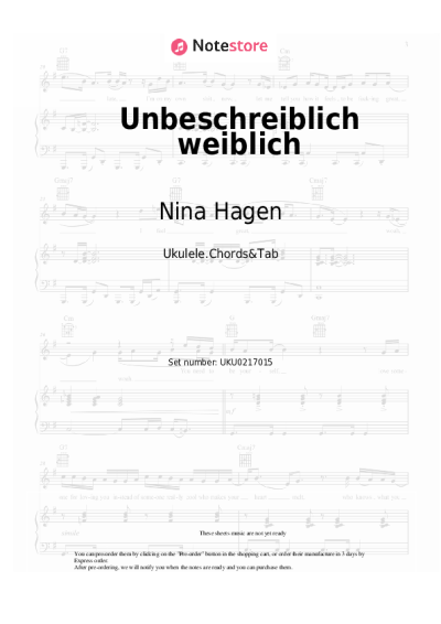 Sheet music, chords Nina Hagen - Unbeschreiblich weiblich