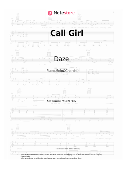 Sheet music, chords Daze - Call Girl