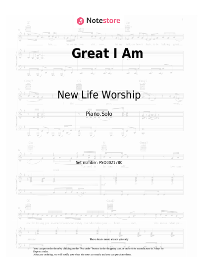 Sheet music, chords New Life Worship - Great I Am
