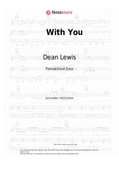 Sheet music, chords Dean Lewis - With You