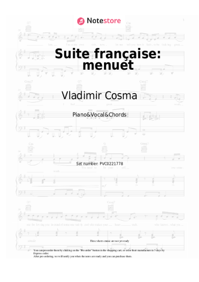 undefined Vladimir Cosma - Suite française: menuet