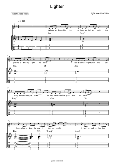 Sheet music, chords Kyle Alessandro - Lighter