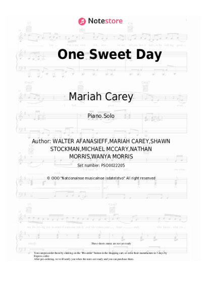 Sheet music, chords Mariah Carey, Boyz II Men - One Sweet Day