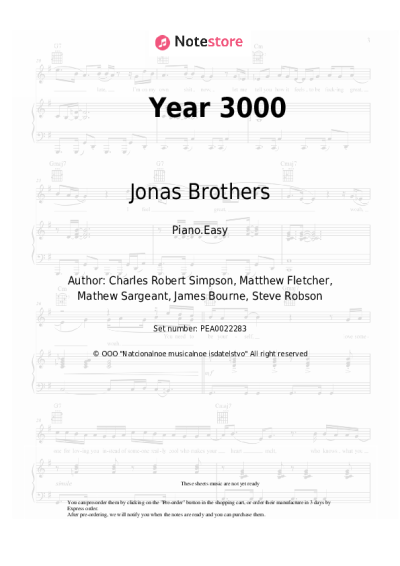 Sheet music, chords Jonas Brothers - Year 3000
