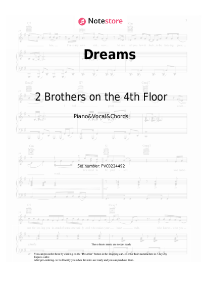 Sheet music, chords 2 Brothers on the 4th Floor - Dreams