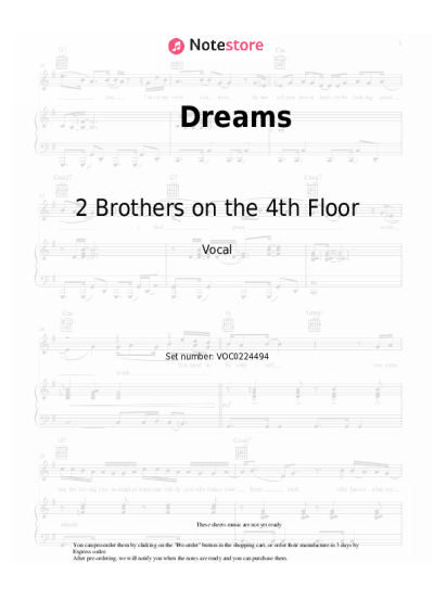Sheet music, chords 2 Brothers on the 4th Floor - Dreams
