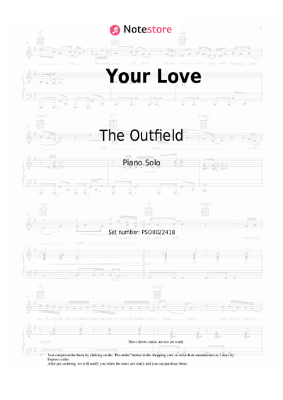 Sheet music, chords The Outfield - Your Love