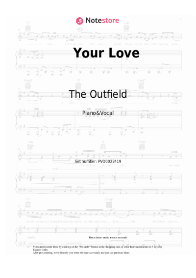 Sheet music, chords The Outfield - Your Love