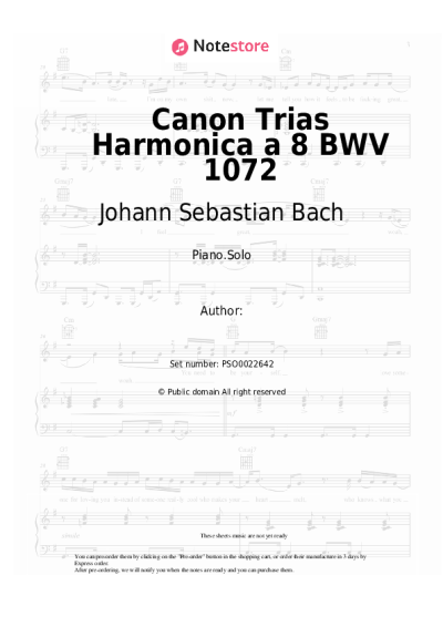 undefined Johann Sebastian Bach - Canon Trias Harmonica a 8 BWV 1072