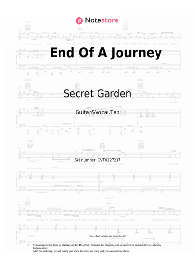 Sheet music, chords Secret Garden - End Of A Journey