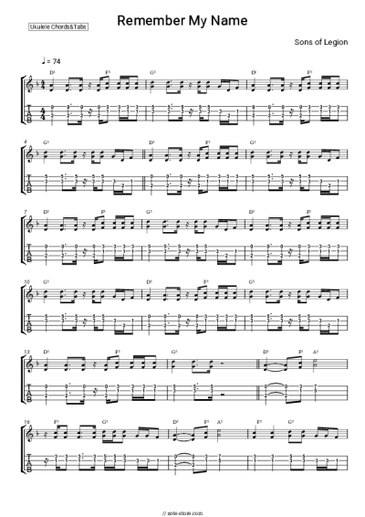 Sheet music, chords Sons of Legion - Remember My Name