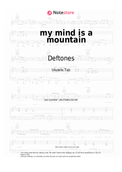 Sheet music, chords Deftones - my mind is a mountain