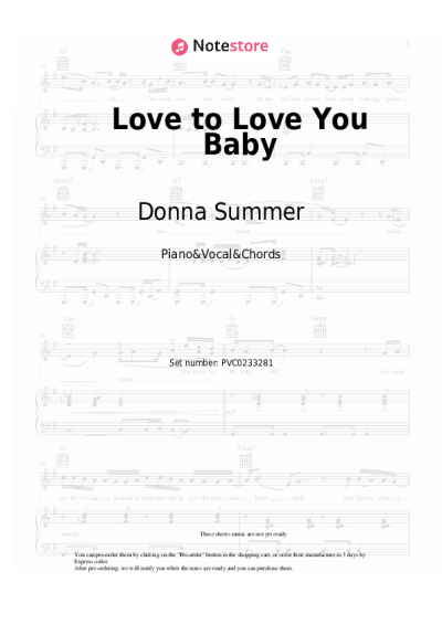 Sheet music, chords Donna Summer - Love to Love You Baby
