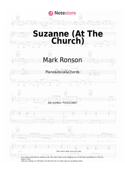 Sheet music, chords Mark Ronson, Raye - Suzanne (At The Church)