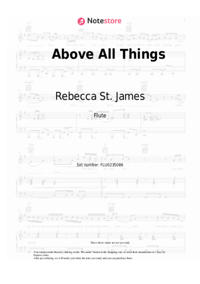 Sheet music, chords Rebecca St. James - Above All Things