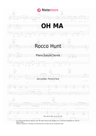 Sheet music, chords Rocco Hunt, Noemi - OH MA