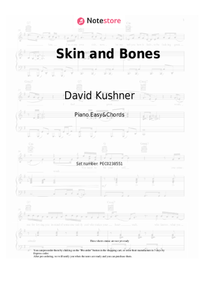 Sheet music, chords David Kushner - Skin and Bones