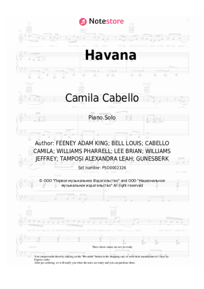 Sheet music, chords Camila Cabello, Young Thug - Havana