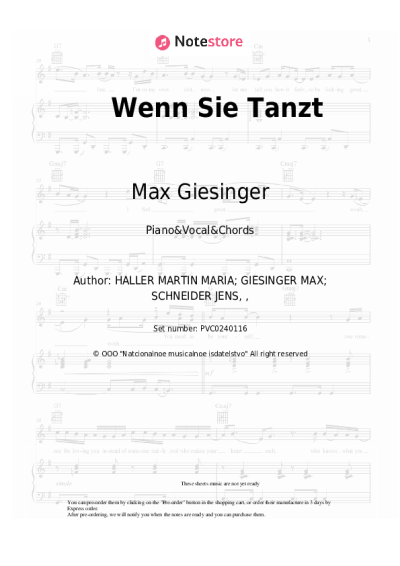 Sheet music, chords Max Giesinger - Wenn Sie Tanzt