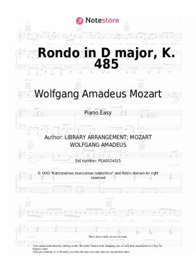 undefined Wolfgang Amadeus Mozart - Rondo in D major, K. 485