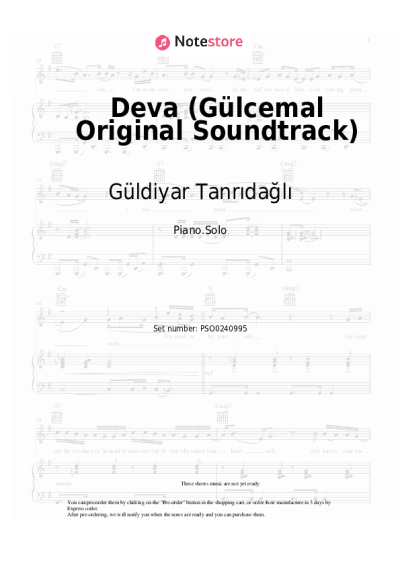 Sheet music, chords Güldiyar Tanrıdağlı - Deva (Gülcemal Original Soundtrack)
