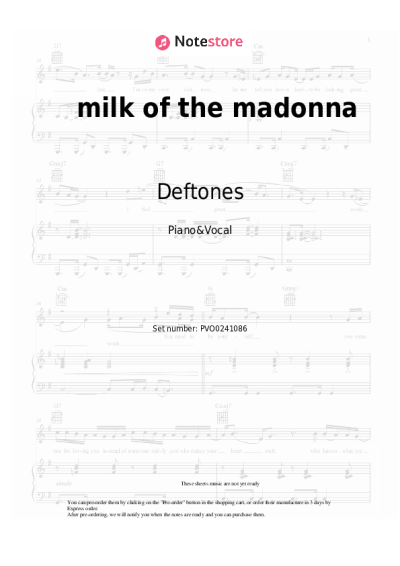 Sheet music, chords Deftones - milk of the madonna