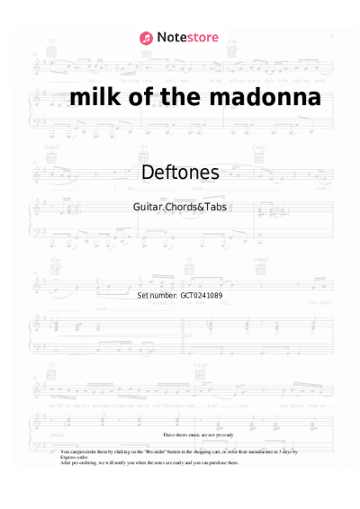 Sheet music, chords Deftones - milk of the madonna