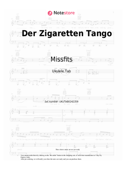 Sheet music, chords Missfits - Der Zigaretten Tango